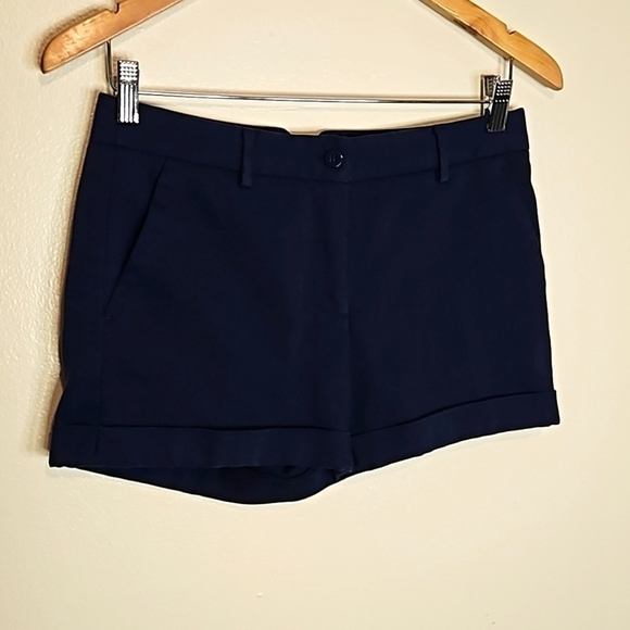 Zara Basic Tailored Flat Front Cuffed Blue Chino Shorts Size small EUC - Picture 1 of 6